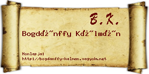 Bogdánffy Kálmán névjegykártya